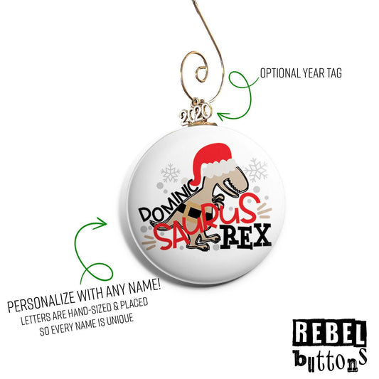 Personalized Dinosaur Ornament - REBEL BUTTONS