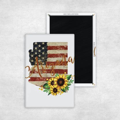 Arizona State Flag and Sunflowers Magnet