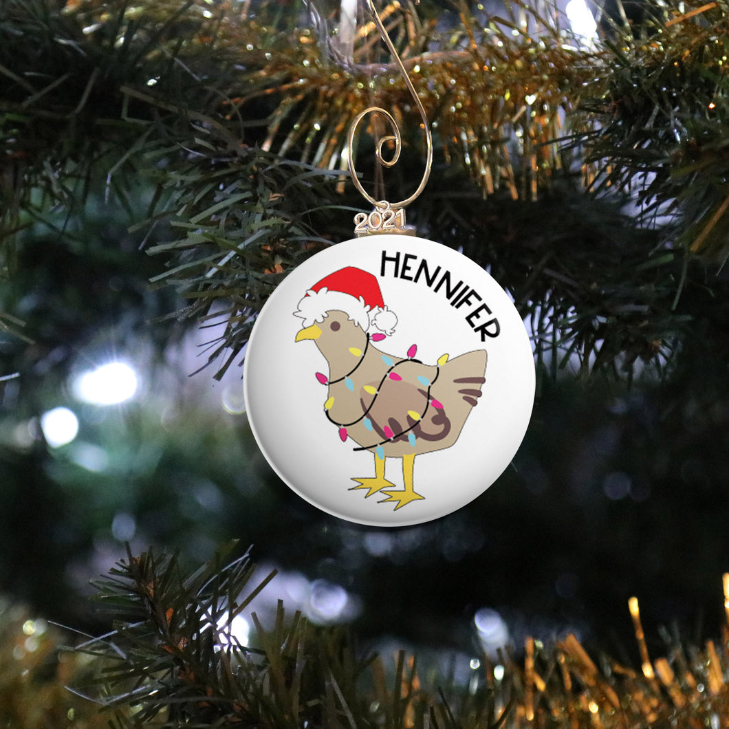 Chicken with Christmas Lights Ornament