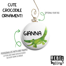 Load image into Gallery viewer, Personalized Crocodile Ornament - REBEL BUTTONS
