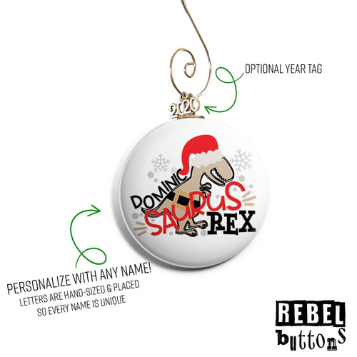 Personalized Dinosaur Ornament - REBEL BUTTONS