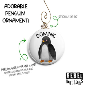 Personalized Penguin Ornament - REBEL BUTTONS