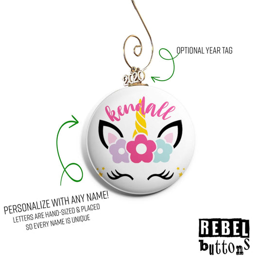 Personalized Unicorn Ornament - REBEL BUTTONS