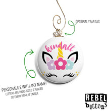 Load image into Gallery viewer, Personalized Unicorn Ornament - REBEL BUTTONS
