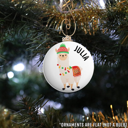 Personalized Llama Wearing Cap Ornament