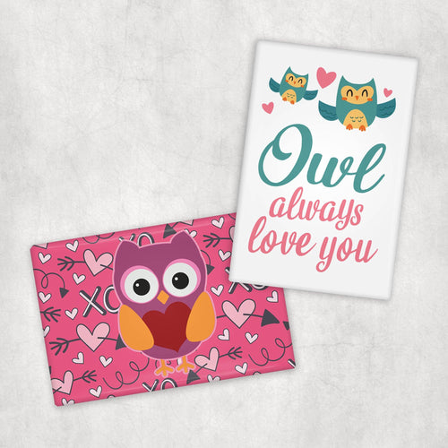 Pair of Owl Valentine Magnets - REBEL BUTTONS