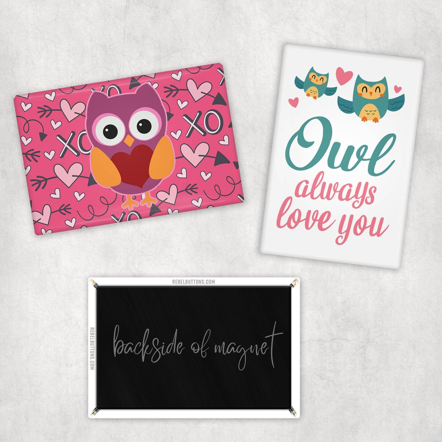 Pair of Owl Valentine Magnets - REBEL BUTTONS