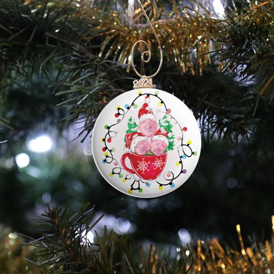 Three Pigs in a Mug Ornament