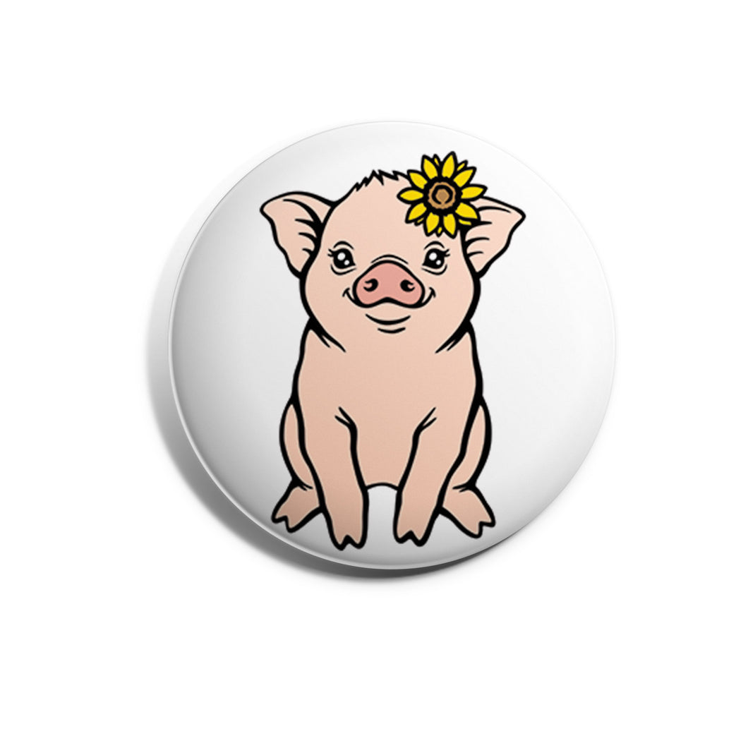 Cute Pig with Sunflower