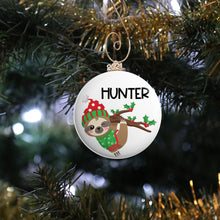 Load image into Gallery viewer, Personalized Hanging Sloth Ornament
