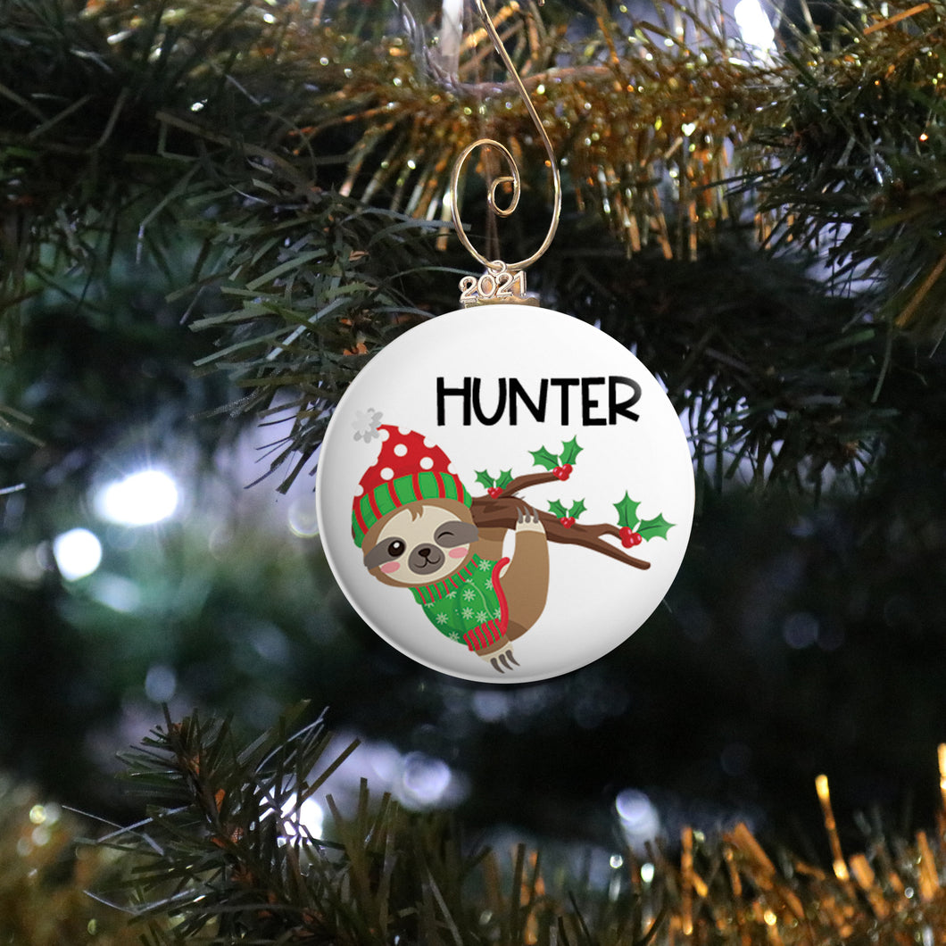Personalized Hanging Sloth Ornament
