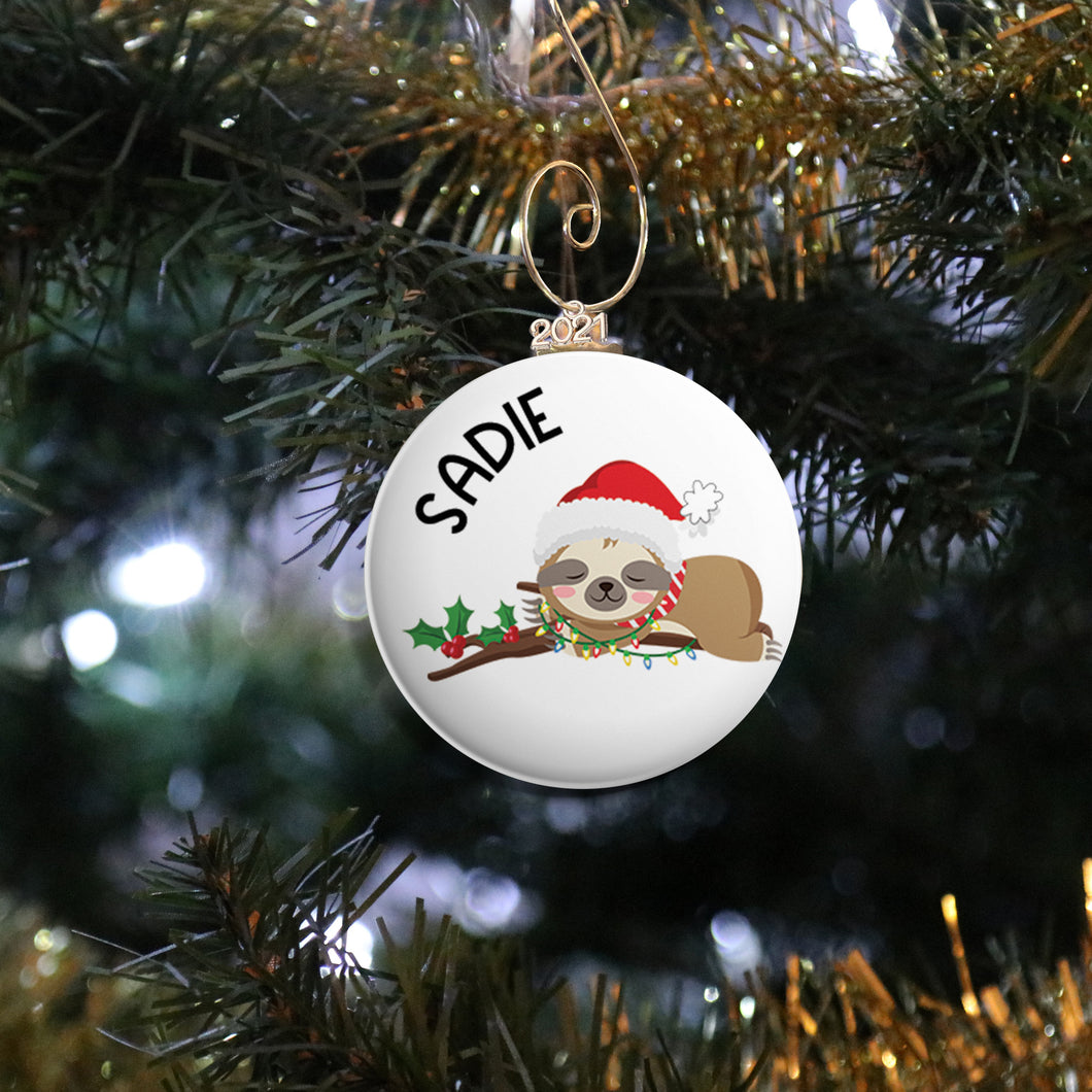 Personalized Sleeping Sloth Ornament