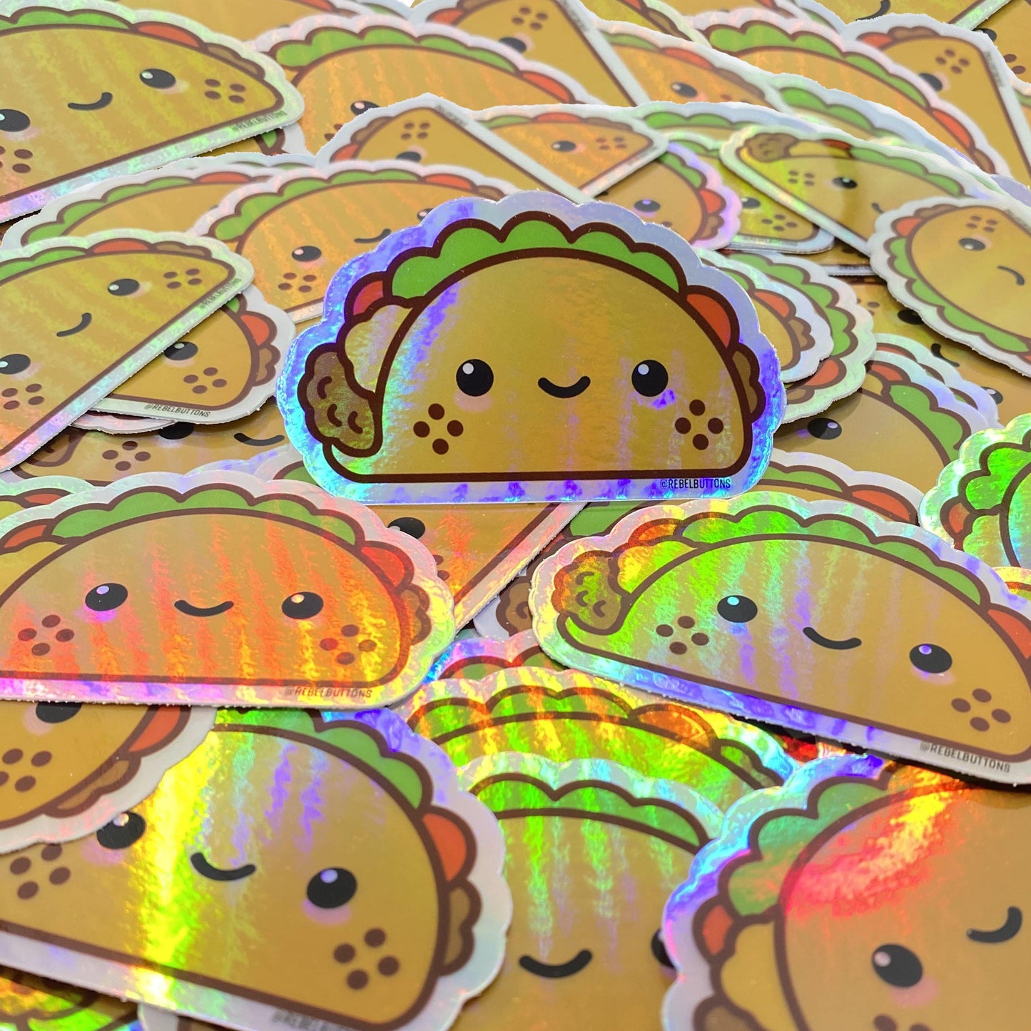 Cute Taco Holographic Sticker - REBEL BUTTONS